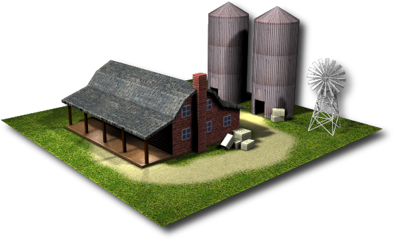 3d rendering depicting a farmhouse.