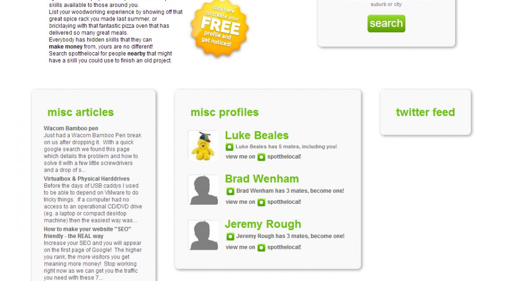 Spot the Local / Mates Rates logon screen
