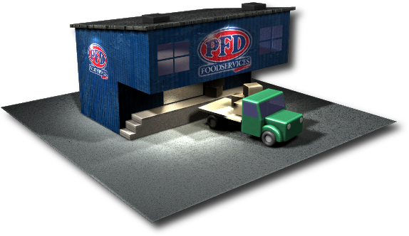 3d Distribution centre with truck
