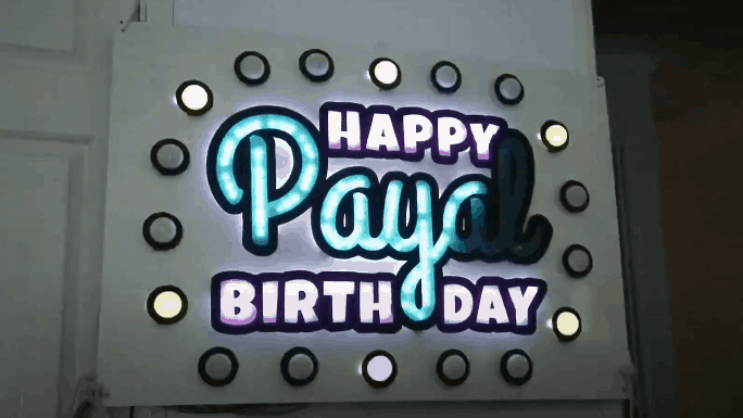 My custom animated neon style 12v led strip sign working alongside my giant 16 segment digit display from 5v led strips. Happy birthday Payal Kaushal!