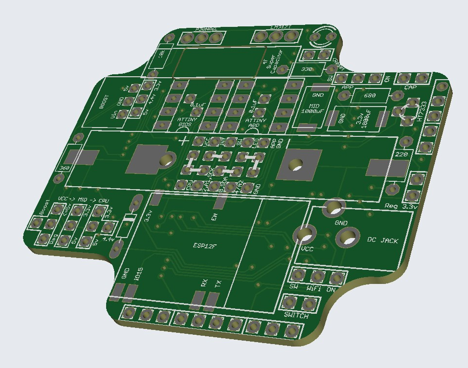 3d rendering of the ResourciBoard Circuit Board according to gerber files