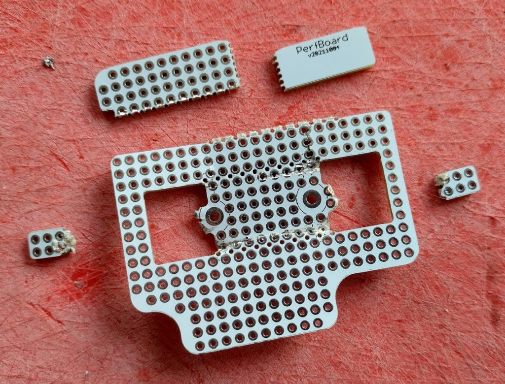 Destroyed Perfboard demonstrating the flawed snapping theory