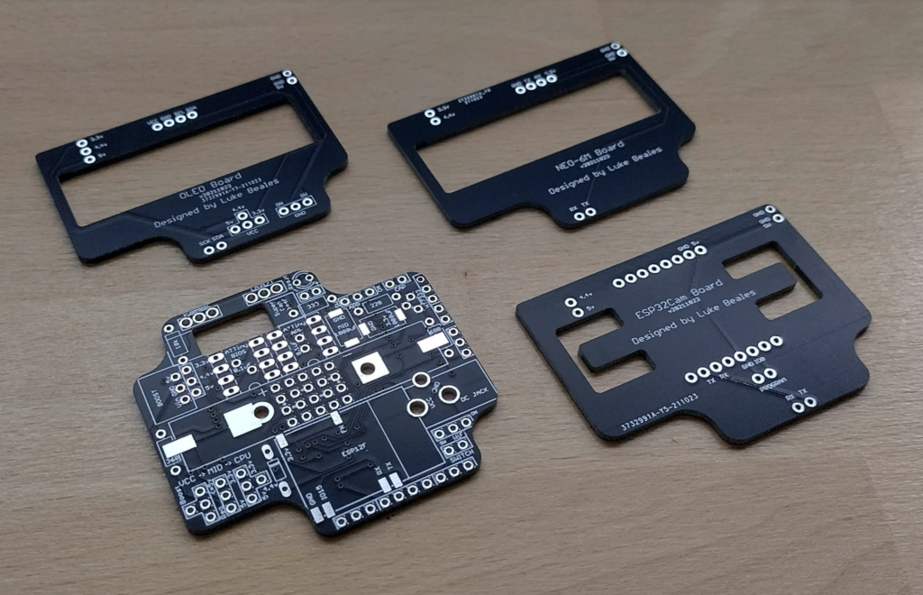 ATTiny85 based ResourciBoard now on Black PCB with OLED, GPS, and ESP32CAM shields