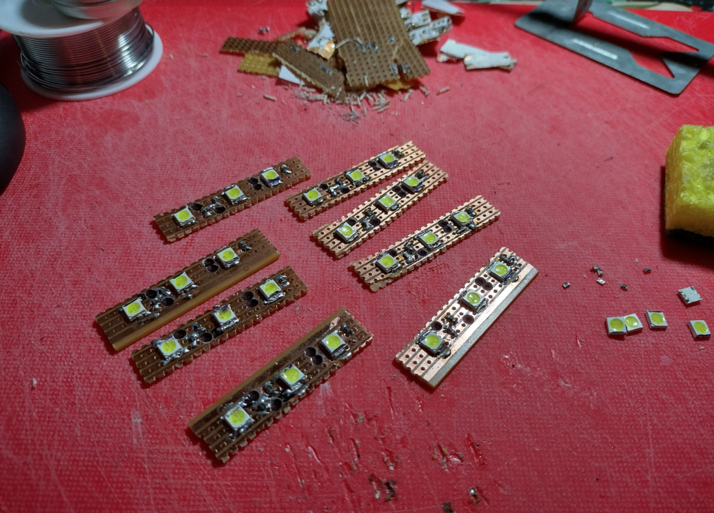 Many DIY LED strip segments!