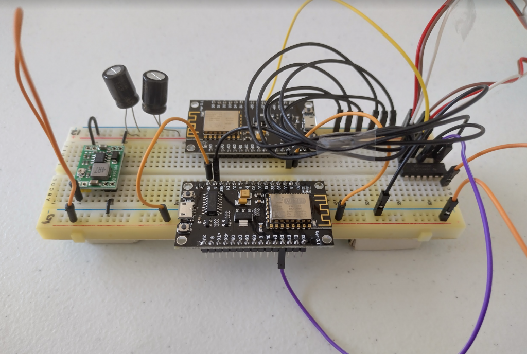 Dual NodeMCU's with a quad buffer and 5v switching regulator