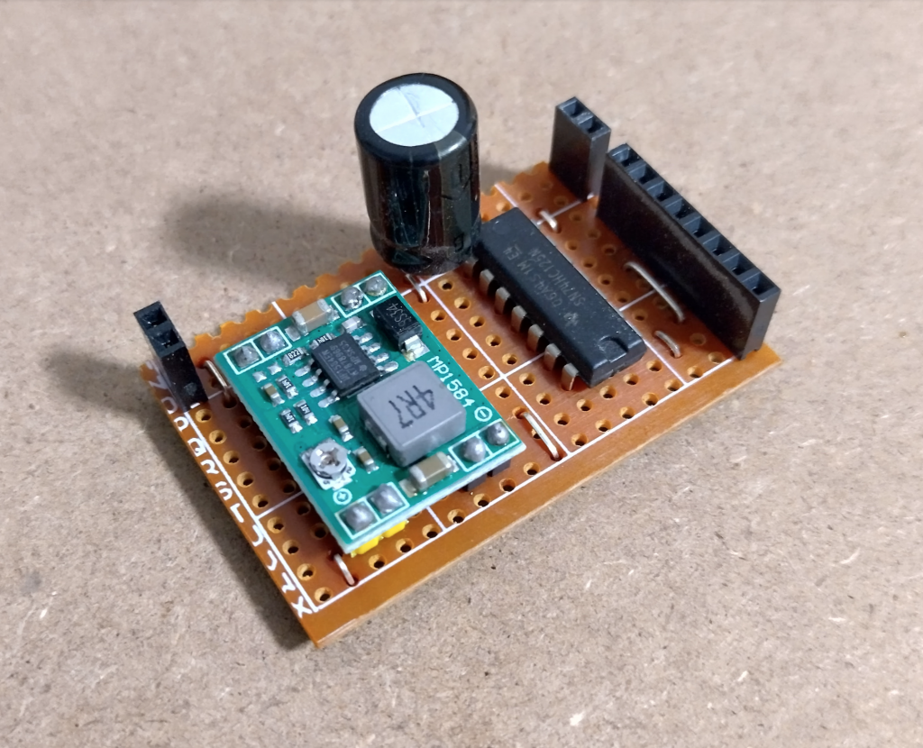Second custom 12v-5v regulator SN74HC125N veroboard for a nodeMCU wled xlights setup